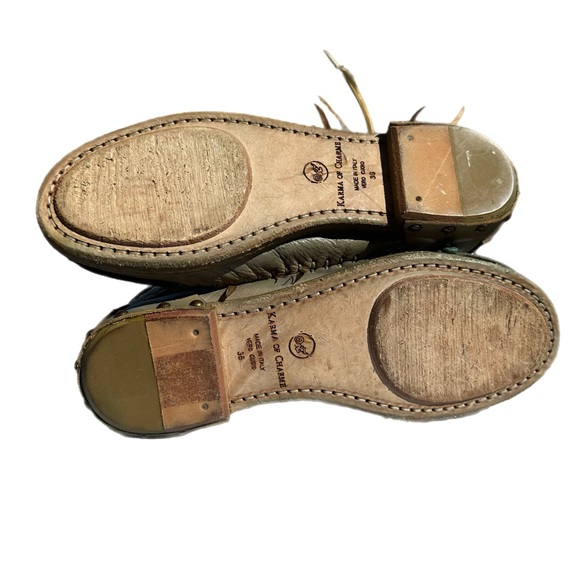 Karma Of Charme Green/Blue Leather Boho/Moccasin Boots with Accents Size 36. - Picture 12 of 16